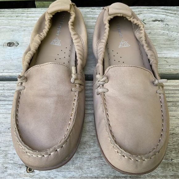 Hush Puppies Ballet Flats Leather Taupe Tan Moccasin HPO Flex Slip On Size 7.5 M - Picture 2 of 16